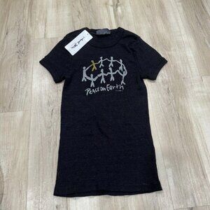 Vintage RARE Michael Stars Black Short Sleeve Tee Peace On‎ Earth One size
